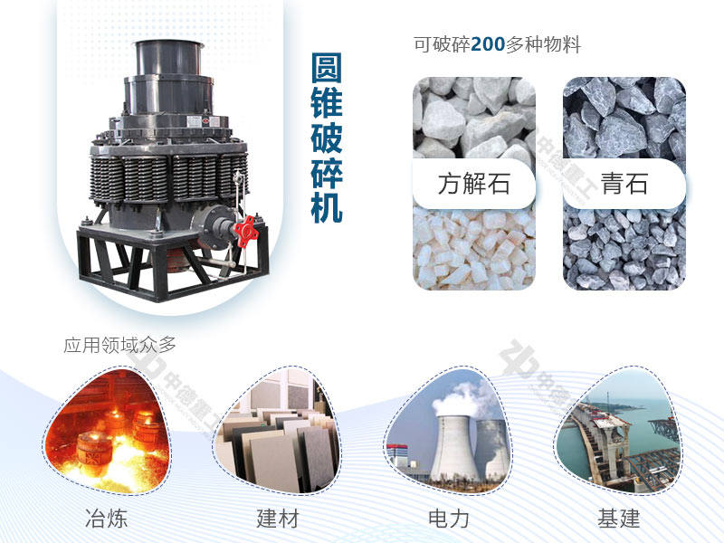 圓錐破能處理多種物料，且應(yīng)用領(lǐng)域廣泛